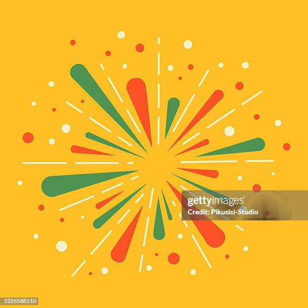 stockillustraties, clipart, cartoons en iconen met retro style firework starburst on yellow background - explosie