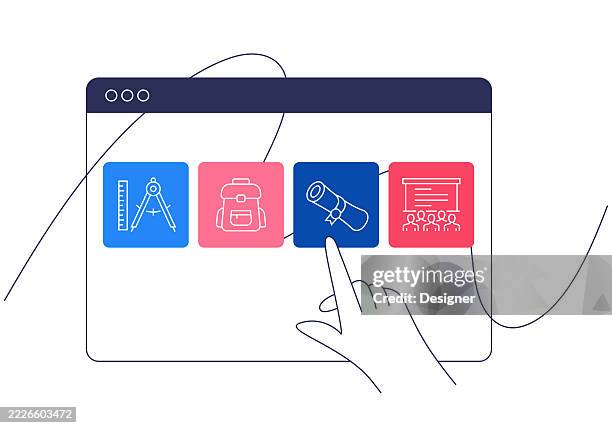 education and school related vector illustration. student, study, knowledge, book, university, college - organized study space stock illustrations