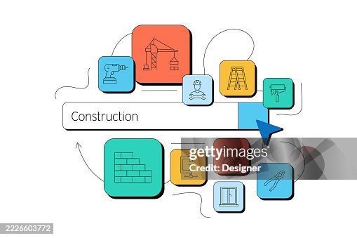 Construction Related Vector Illustration. Architecture, Buildings, Contractor, Development Construction Related Vector Illustration. Architecture, Buildings, Contractor, Development
