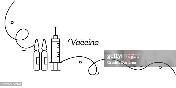 one continuous line drawing of vaccine icon. single line vector illustration - flu vaccine stock illustrations
