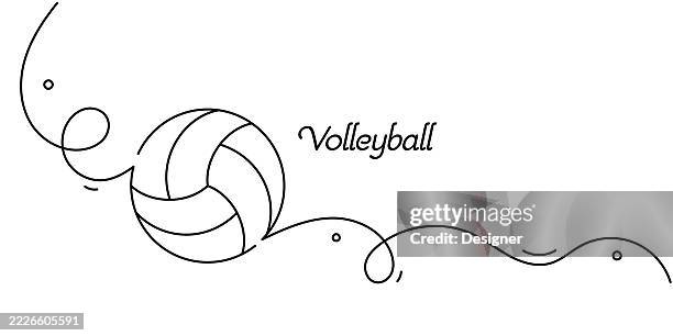 one continuous line drawing of volleyball icon. single line vector illustration - volleyball net stock illustrations