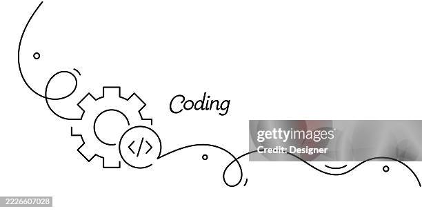 one continuous line drawing of coding icon. single line vector illustration - java code stock illustrations