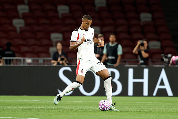 Malick Thiaw of AC Milan during Pre-Season Friendly match between Arsenal FC and AC Milan at National Stadium on July 23, 2025 in Singapore.