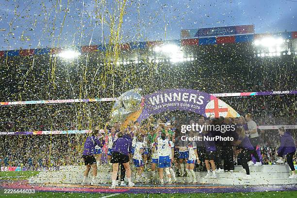 England players during the UEFA Women's EURO 2025 Final match between England and Spain at St. Jakob-Park on July 27, 2025 in Basel, Switzerland.