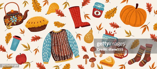 Fall Web Banner Template With Cozy Objects Fall Web Banner Template With Cozy Objects