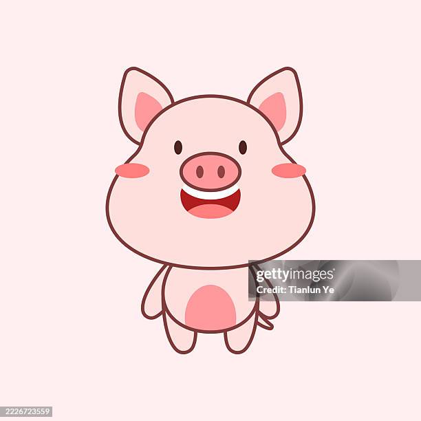 #021_cartoon pig_cute vector illustrations of animals_yetianlun - piglet vector stock illustrations