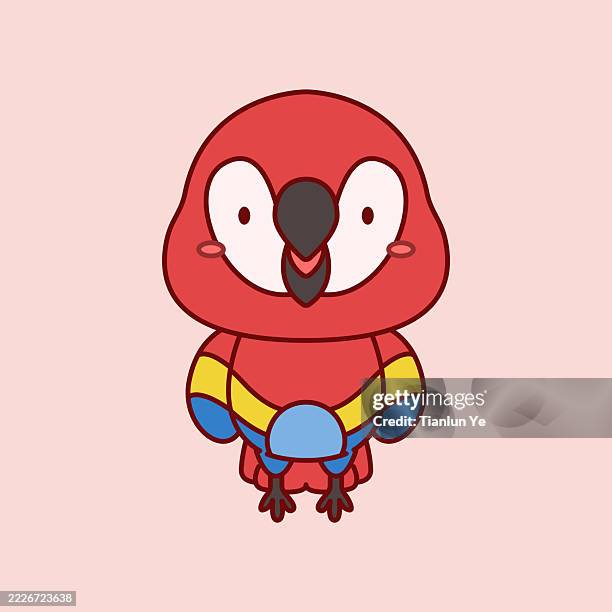 #069_cartoon parrot_cute vector illustrations of animals_yetianlun - macaw wings stock illustrations