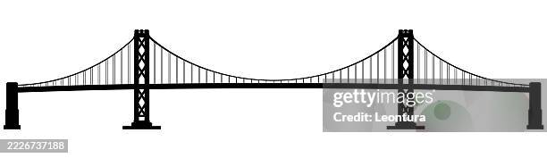 bay bridge, san francisco silhouette - oakland bay bridge stock illustrations