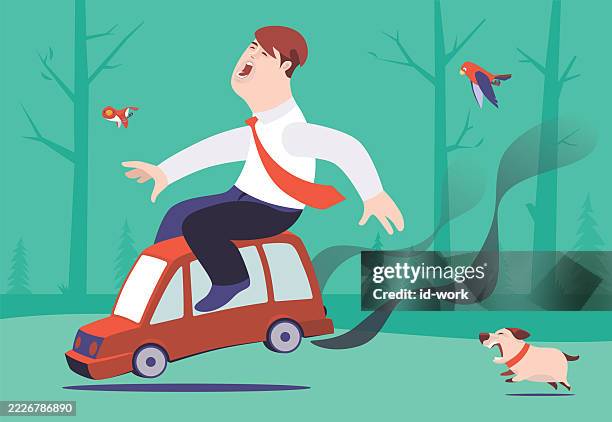 businessman riding car - reckless driving stock illustrations