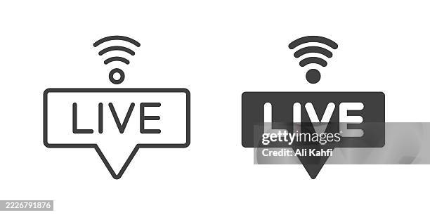 live thin line and glyph solid icon. editable stroke and perfect pixel isolated on transparent background - streamer stock illustrations
