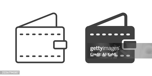 Wallet thin line and glyph solid icon. Editable stroke and perfect pixel isolated on transparent background Wallet thin line and glyph solid icon. Editable stroke and perfect pixel isolated on transparent background