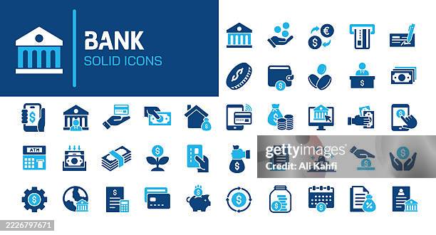 ilustraciones, imágenes clip art, dibujos animados e iconos de stock de iconos sólidos de glifo bancario. contiene finanzas, dinero, pago colección de iconos sólidos. ilustración vectorial. píxel perfecto sobre fondo blanco limpio - flujo de caja