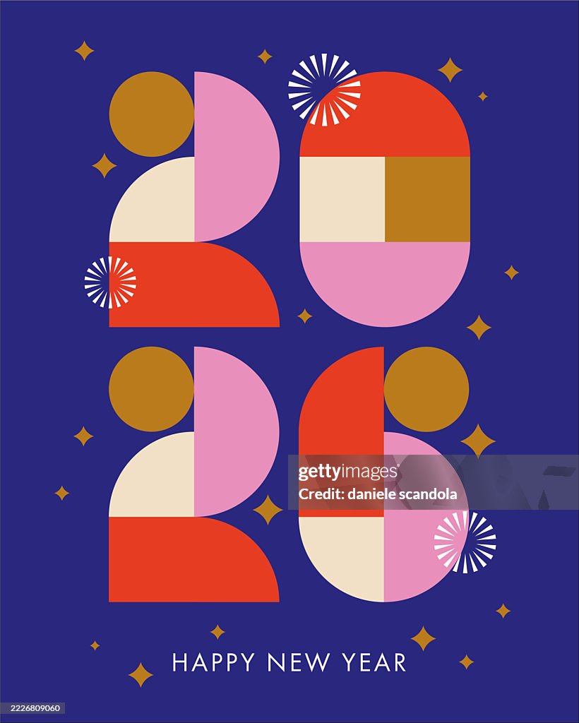 2026 - Frohes Neues Jahr, Poster-, Banner- und Kartendesign.