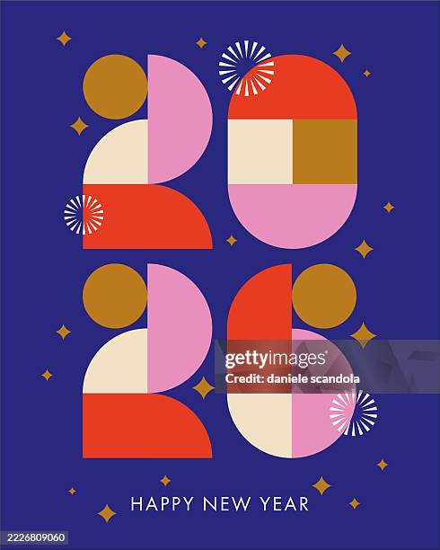 ilustrações de stock, clip art, desenhos animados e ícones de 2026 - happy new year, poster, banner and card design. - cartão de ano novo
