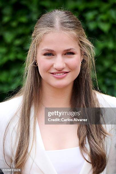 Crown Princess Leonor of Spain visits the village of Sant Martí Vell with young people from the Foundation's programmes on July 24, 2025 in Girona,...