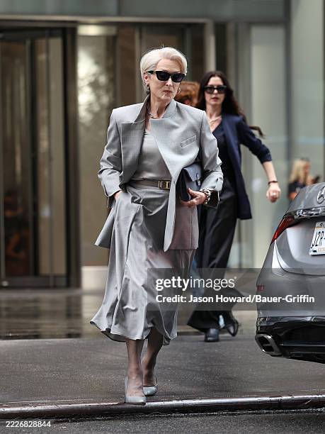 Meryl Streep and Anne Hathaway are seen on the set of "The Devil Wears Prada 2" on July 28, 2025 in New York City.