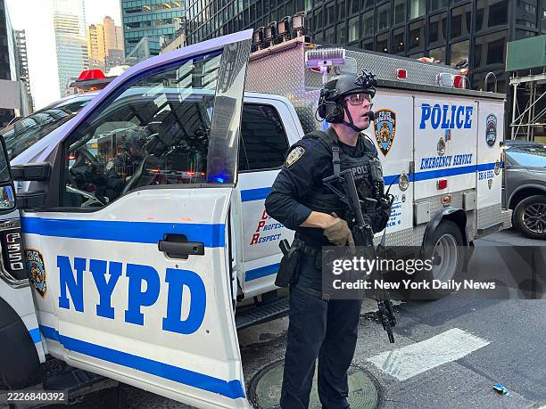The New York Police Department responds to reports of an active shooter at 51st Street and Park Avenue on July 28 in New York City.