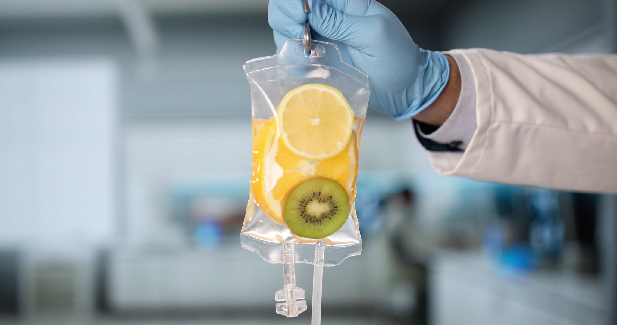 Man Receiving Vitamin Infusion Therapy Drip Man Receiving Vitamin Infusion Therapy Drip