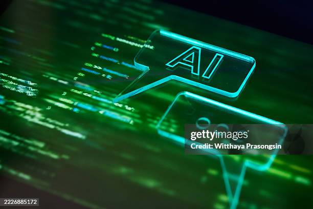 artificial intelligence chatbot communicating with user - deep learning stock-fotos und bilder
