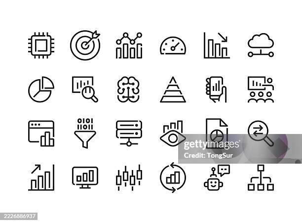 data analysis - line icons. - increase decrease stock illustrations