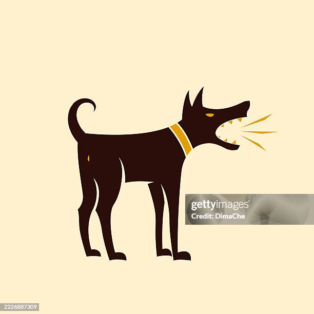 illustrations, cliparts, dessins animés et icônes de chien qui aboie - découpé icône de chien vectoriel, logo, pochoir, autocollant - agression