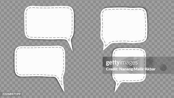 speech bubbles paper torn, sticker, or icon set with transparent background - blank newspaper texture stock illustrations