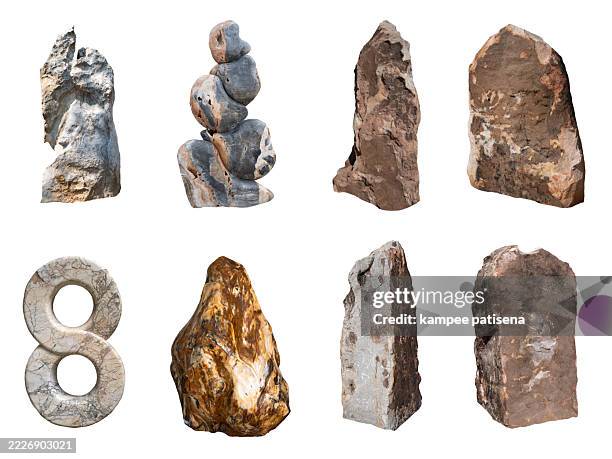 a collection of eight different shaped rocks - sulphur stock pictures, royalty-free photos & images