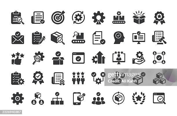 qualitätskontroll-glyphe für feste symbole. enthält inspektion, produktion, analyse, forschung, genehmigte sammlung von soliden symbolen - medizinische testergebnisse stock-grafiken, -clipart, -cartoons und -symbole