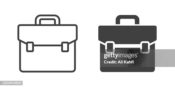 Briefcase thin line and glyph solid icon. Editable stroke and perfect pixel isolated on transparent background Briefcase thin line and glyph solid icon. Editable stroke and perfect pixel isolated on transparent background
