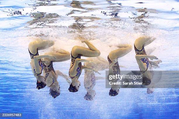 Team People's Republic of China compete in the Team Acrobatic Final on day 15 of the Singapore 2025 World Aquatics Championships at World Aquatics...