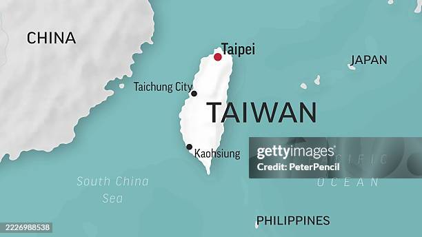 ilustrações de stock, clip art, desenhos animados e ícones de taiwan map. zoom on world map. animated shape vector map of the taiwan. 4k video footage. motion graphics - taiwan