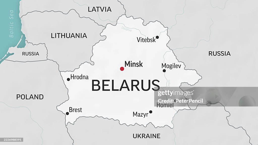 Weißrussland - Auf die Weltkarte zoomen. Animierte Form Vektorkarte von Belarus. 4K-Videomaterial. Bewegte Grafik