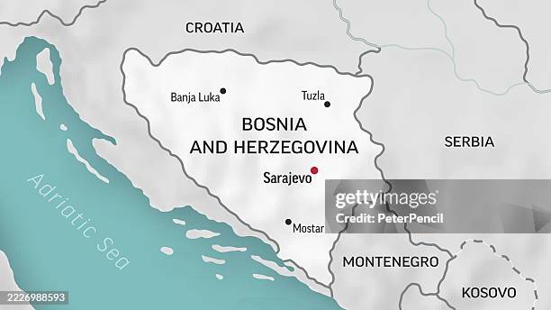 bosnia and herzegovina - zoom on world map. animated shape vector map of the bosnia and herzegovina. 4k video footage. motion graphics - sarajevo bosnia and herzegovina stock illustrations
