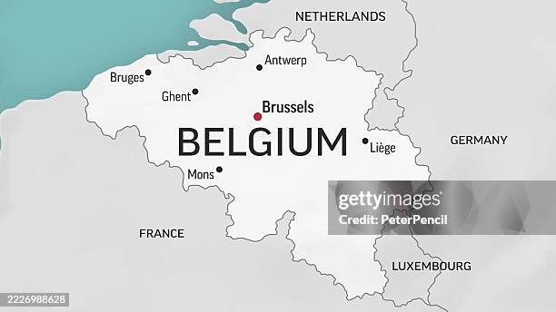 belgium - zoom on world map. animated shape vector map of the belgium. 4k video footage. motion graphics - motion graphics stock illustrations
