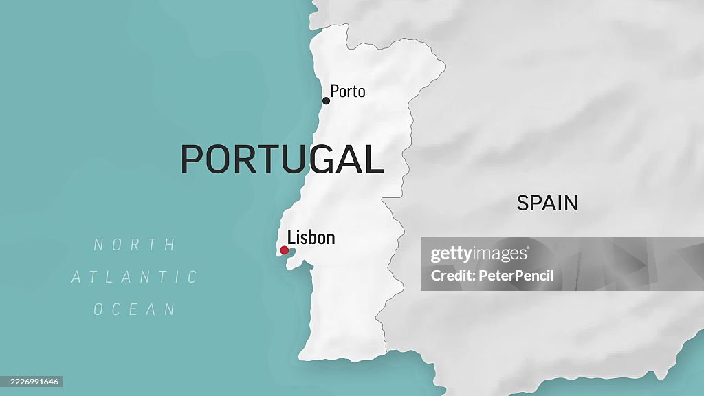 Portugal - Zoom on World Map. Animated Shape Vector Map of the Portugal. 4K Video Footage. Motion Graphics