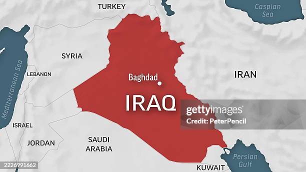 iraq - zoom on world map. animated vector map of the iraq. 4k video footage. motion graphics - iraq stock illustrations