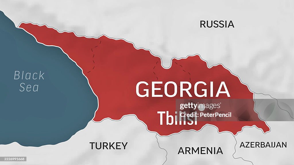 Georgia - Zoom on World Map. Animated Shape Vector Map of the Georgia. 4K Video Footage. Motion Graphics