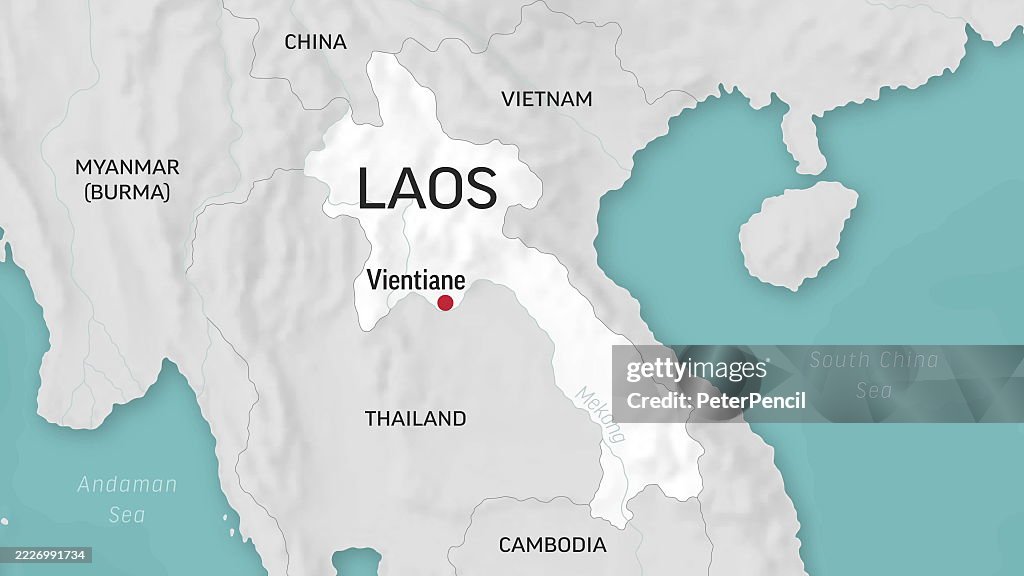 Laos - Zoom on World Map. Animated Shape Vector Map of the Laos. 4K Video Footage. Motion Graphics