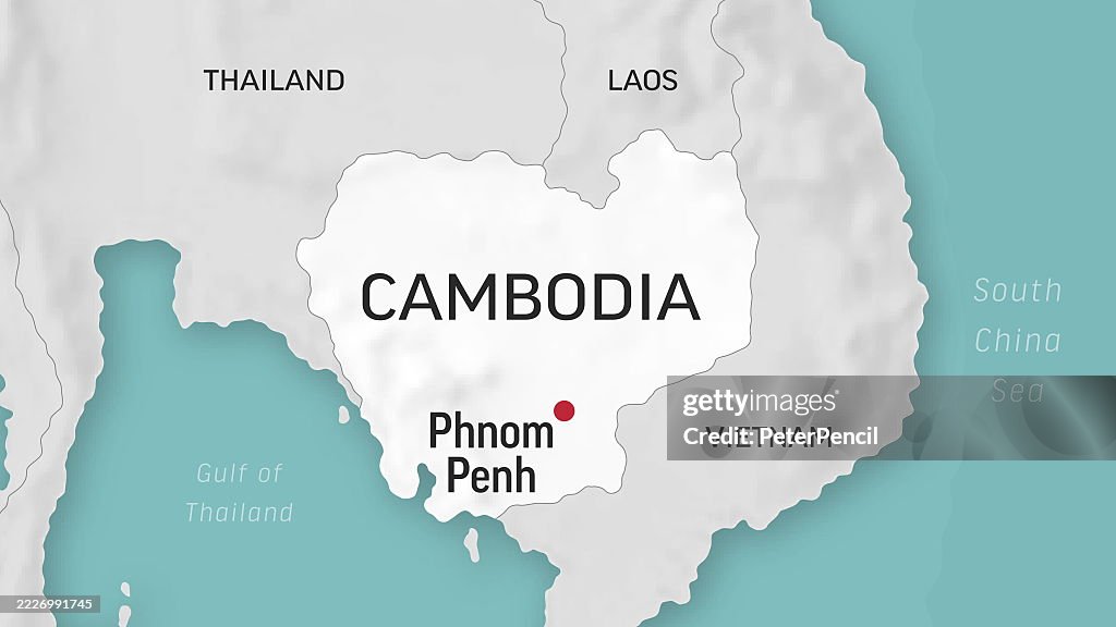 Cambodia - Zoom on World Map. Animated Vector Map of the Cambodia. 4K Video Footage. Motion Graphics