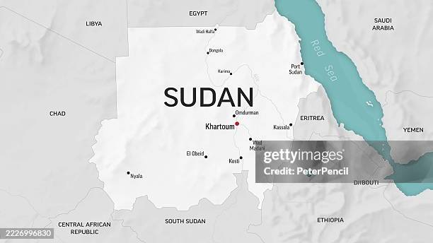 sudan - auf die weltkarte zoomen. animierte vektorkarte des sudan. 4k-videomaterial. bewegte grafik - khartum stock-grafiken, -clipart, -cartoons und -symbole