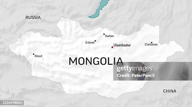 mongolia - zoom on world map. animated shape vector map of mongolia. 4k video footage. motion graphics - ulaanbaatar stock illustrations