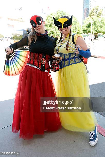 Cosplayers dressed as Lady Deadpool and Lady Wolverine attend 2025 Comic-Con International: San Diego on July 25, 2025 in San Diego, California.