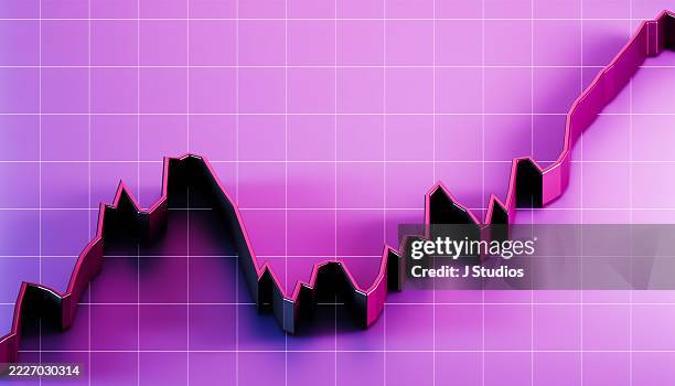 momentum in motion - rising line graph across a digital grid - courbe de niveau photos et images de collection