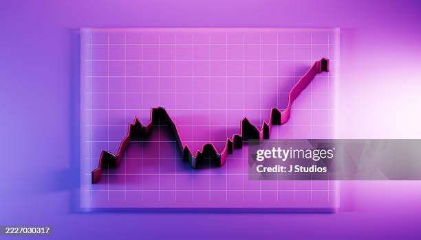 digital ascend - illuminated line graph tracing a grid of possibility - ruitjespapier stockfoto's en -beelden