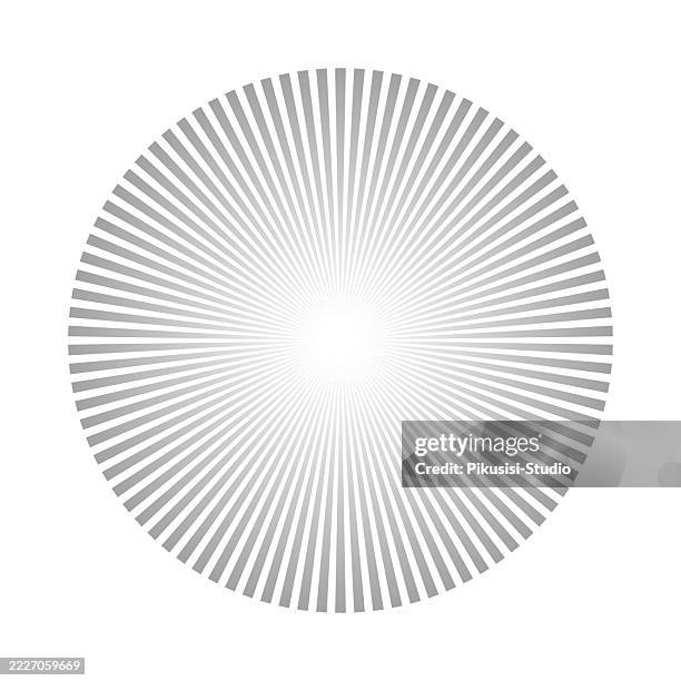 illustrations, cliparts, dessins animés et icônes de motif d’éclatement de rayons circulaires avec des lignes grises sur fond blanc - papier gratté