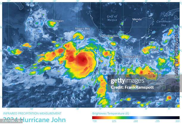 hurricane john 20240923 precipitation map pacific ocean - weather radar graphic stock illustrations