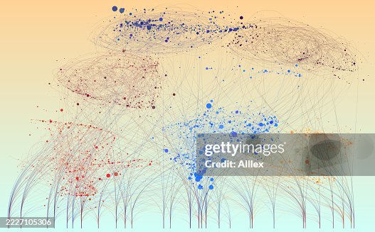 Abstract Network Visualization with Colorful Nodes and Connections on Gradient Background Abstract Network Visualization with Colorful Nodes and Connections on Gradient Background
