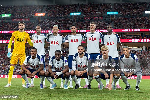 Tottenham Hotspur team poses for photos prior to the pre-season friendly match between Arsenal and Tottenham Hotspur at Kai Tak Stadium, Kai Tak...
