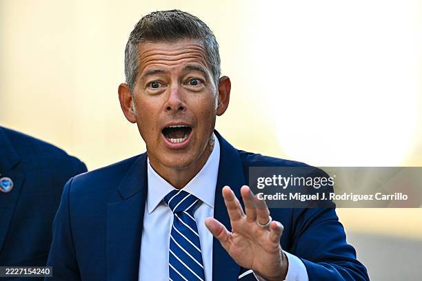 Administrator Sean Duffy visits the Neil A. Armstrong Operations and Control Building at the Kennedy Space Center for Space Launch Complex 39A before...