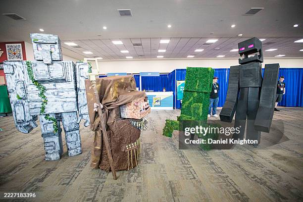 Group of Minecraft cosplayers pose during Day 3 of 2025 Comic-Con International on July 26, 2025 in San Diego, California.